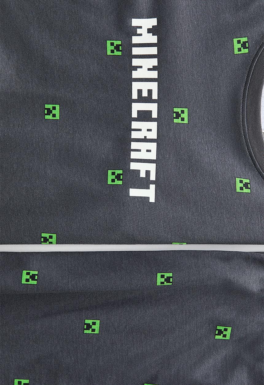 H&M - Printed cotton jersey pyjamas - dark grey/minecraft