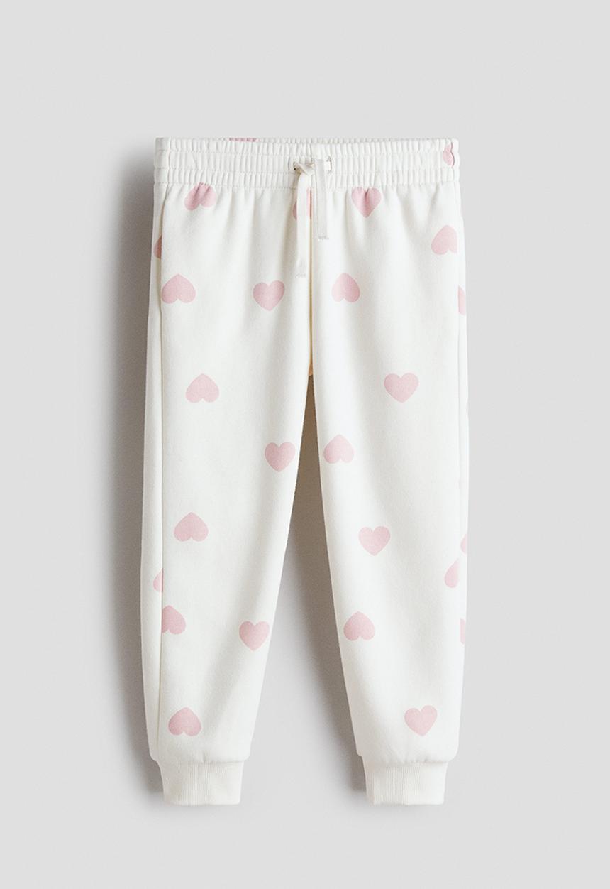 H&M - Brushed-inside joggers - white/hearts