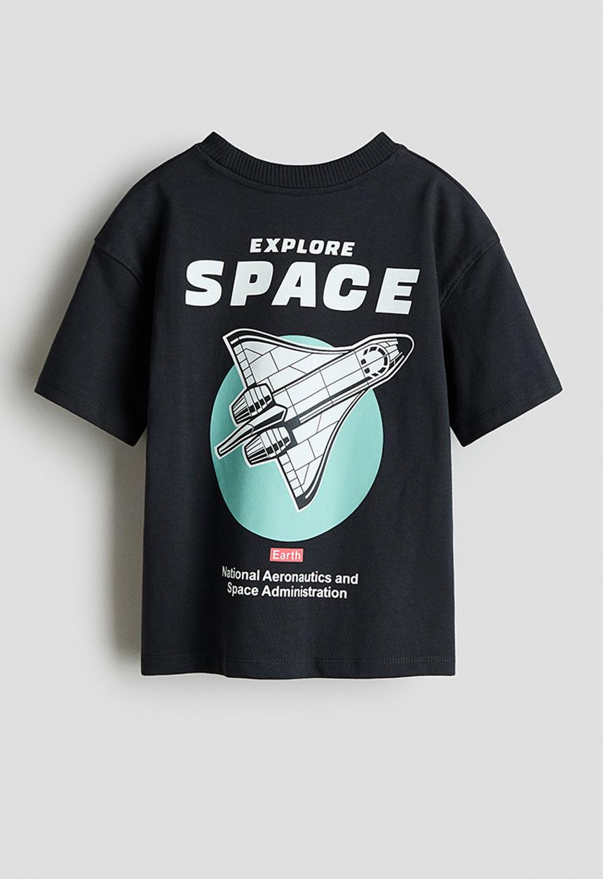 H&M - Printed T-shirt - black/nasa