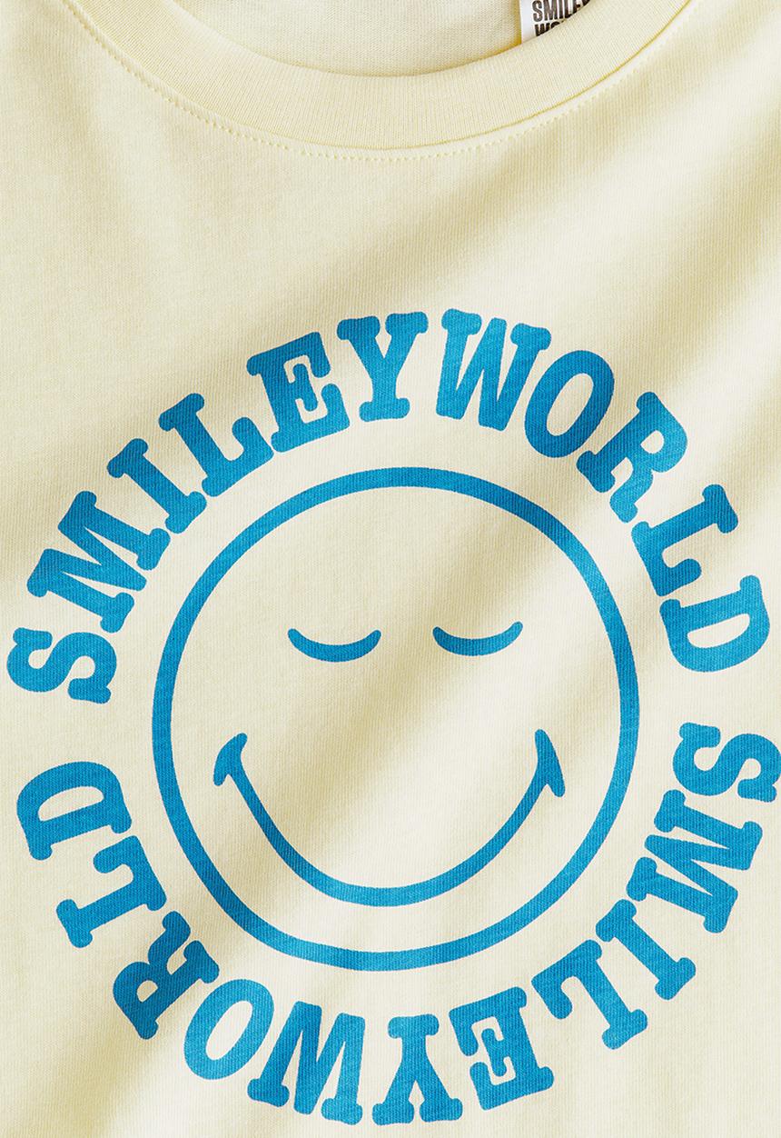 H&M - Printed cotton T-shirt - light yellow/smileyworld