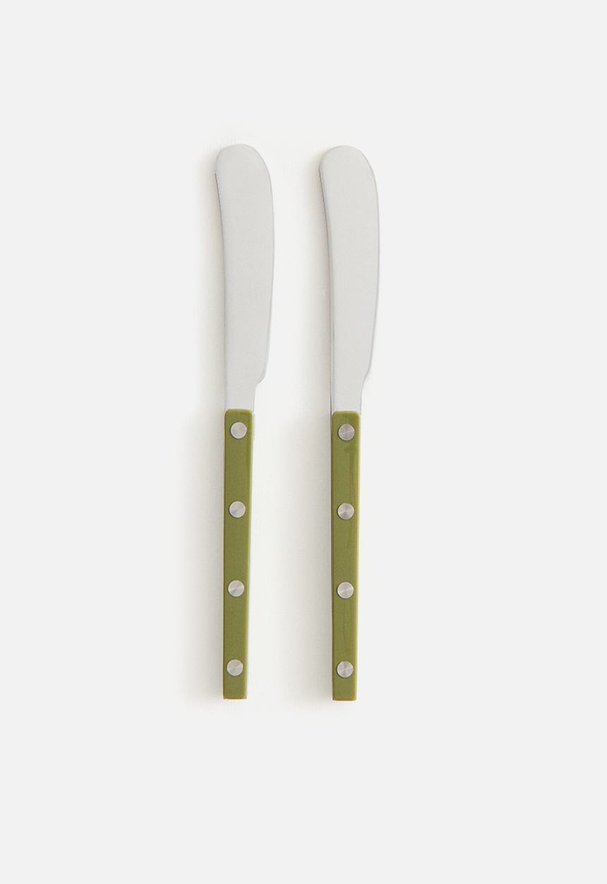 H&M - 2-pack stainless steel butter knives - green