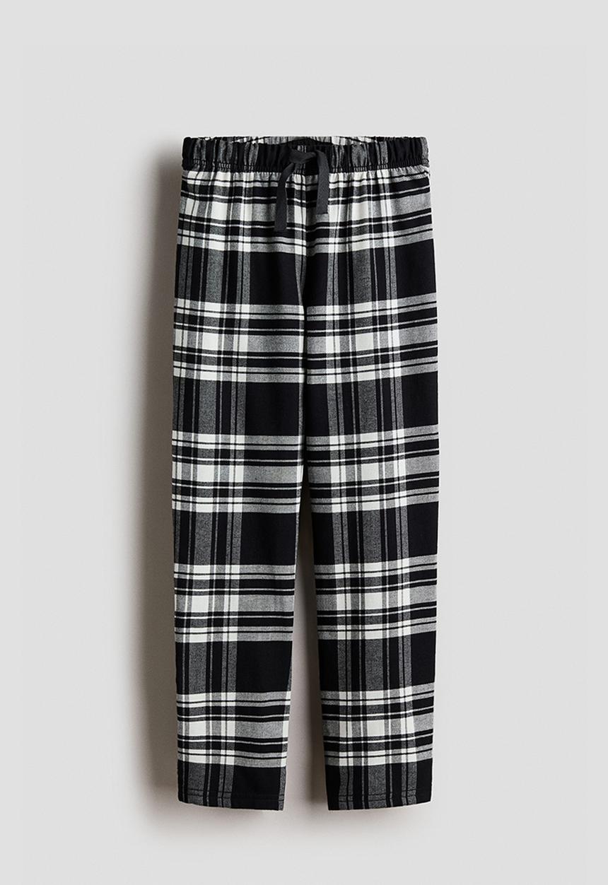 H&M - Cotton pyjama bottoms - black/checked