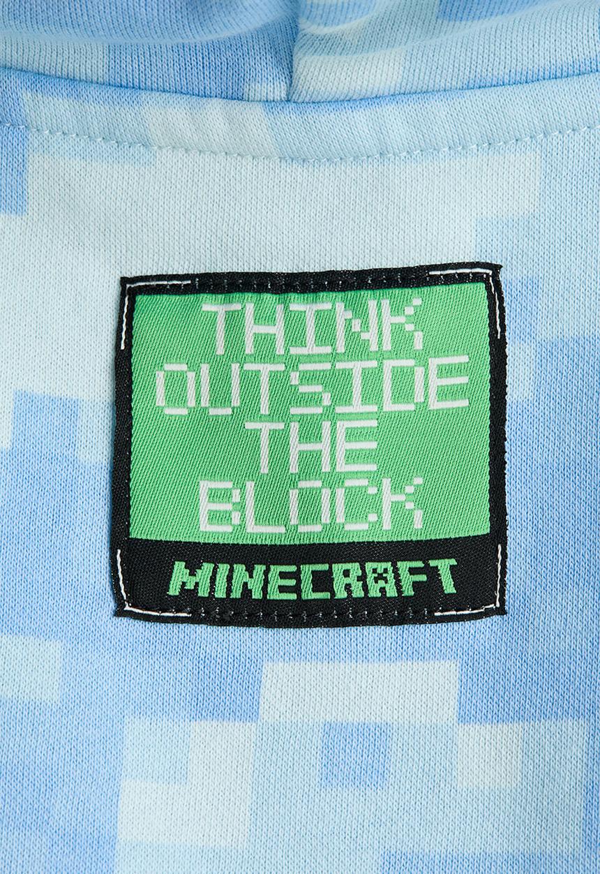 H&M - Printed hoodie - light blue/minecraft