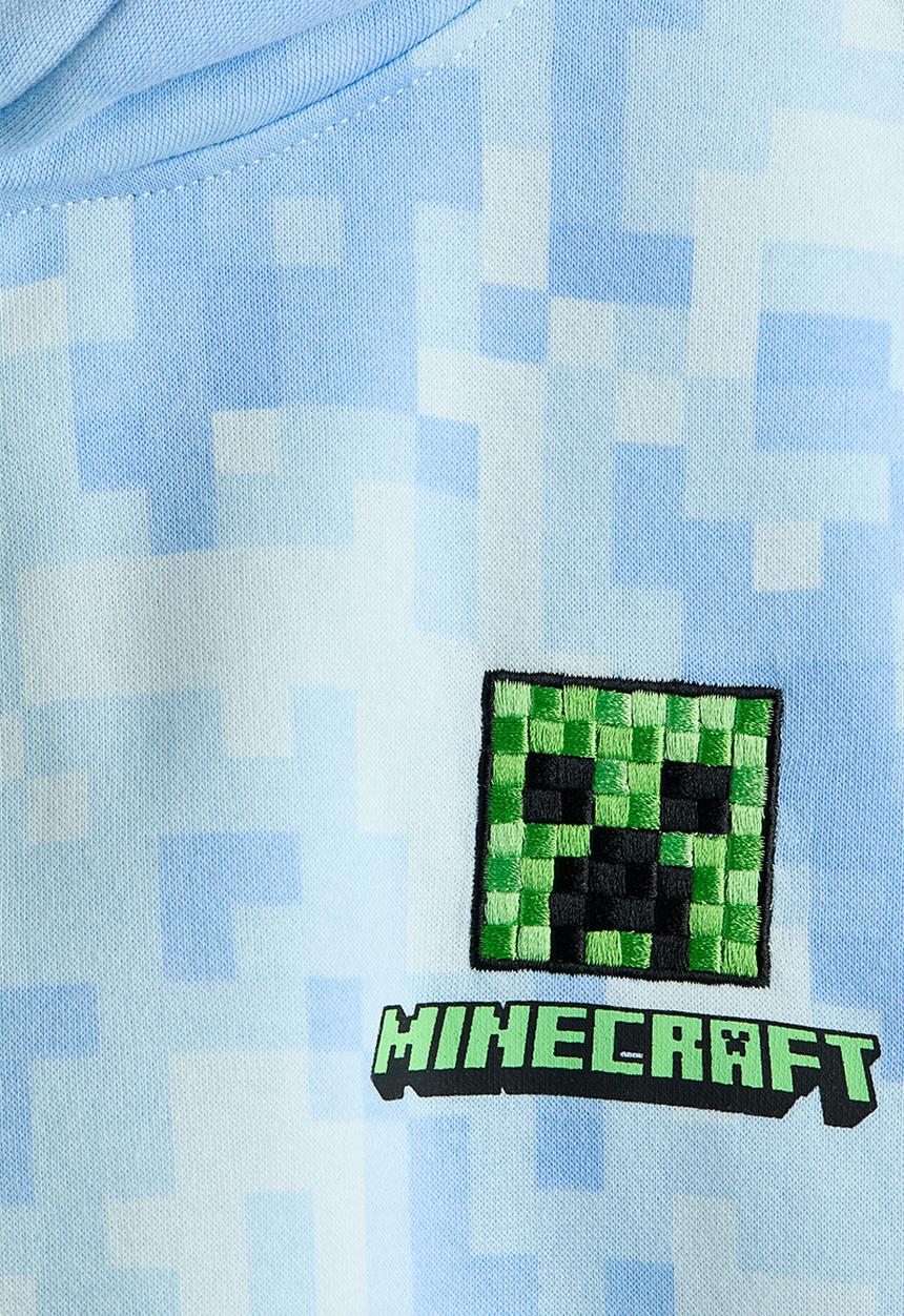 H&M - Printed hoodie - light blue/minecraft