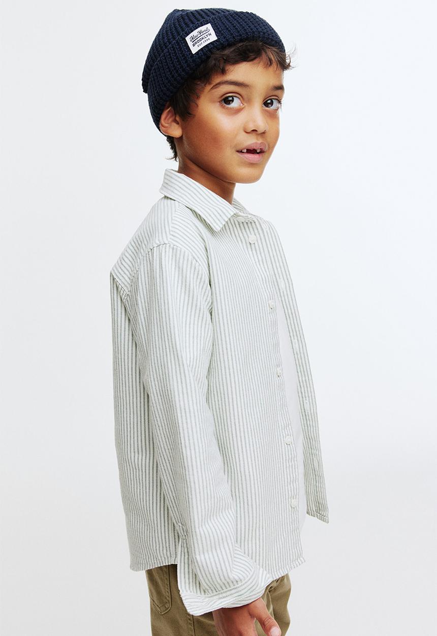 H&M - Cotton shirt - cream/green striped