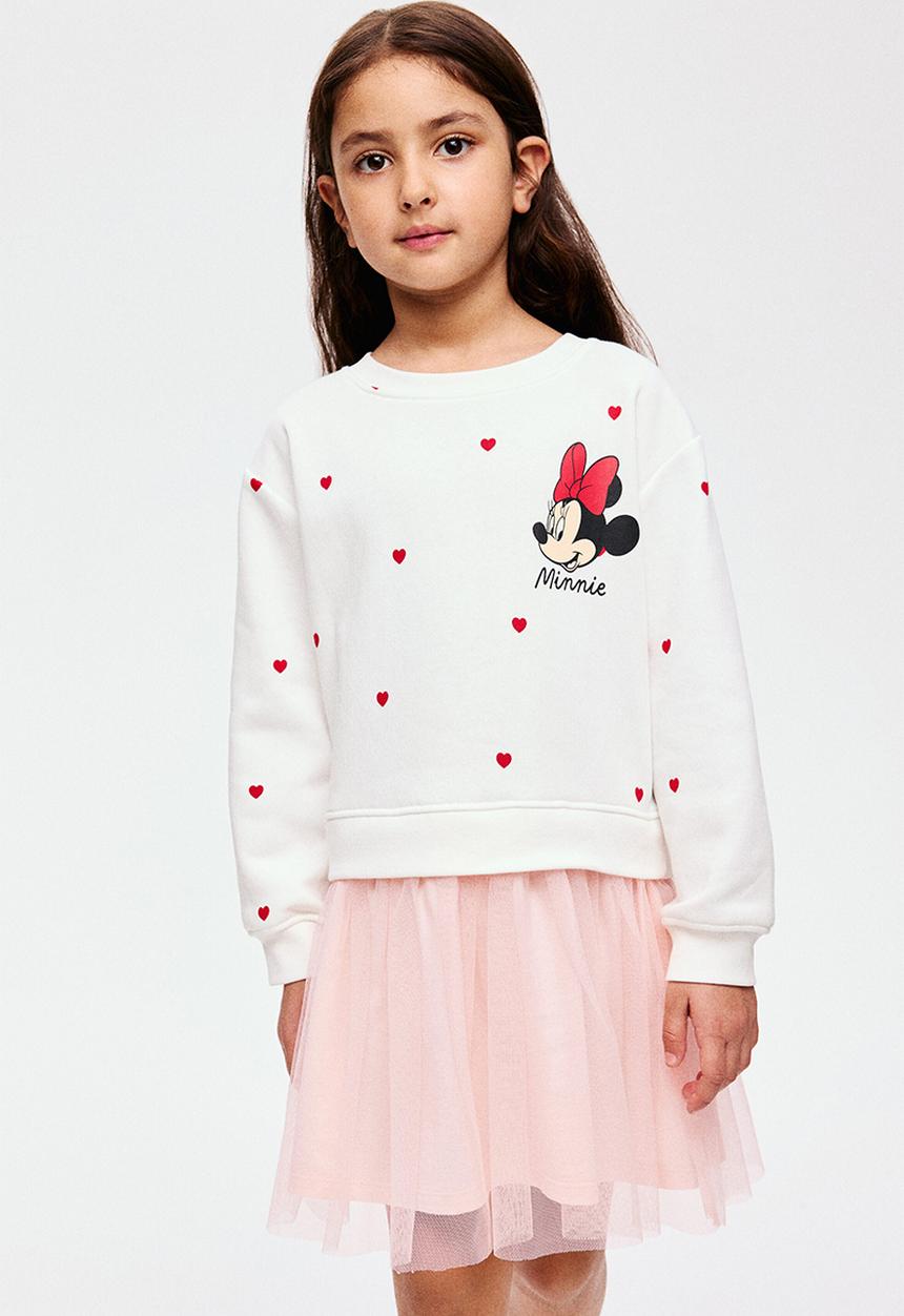 H&M - Printed tulle-skirt sweatshirt dress - light pink/minnie mouse