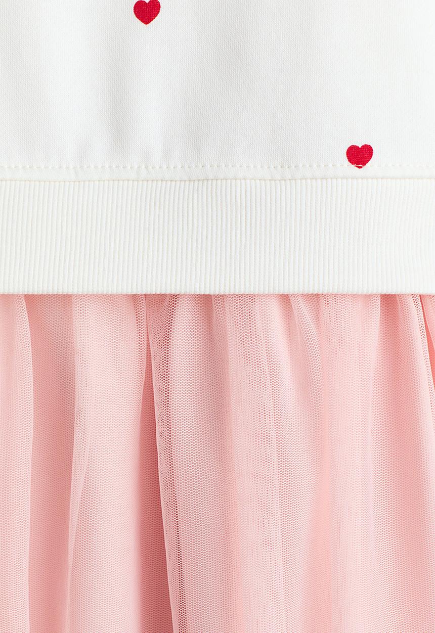 H&M - Printed tulle-skirt sweatshirt dress - light pink/minnie mouse