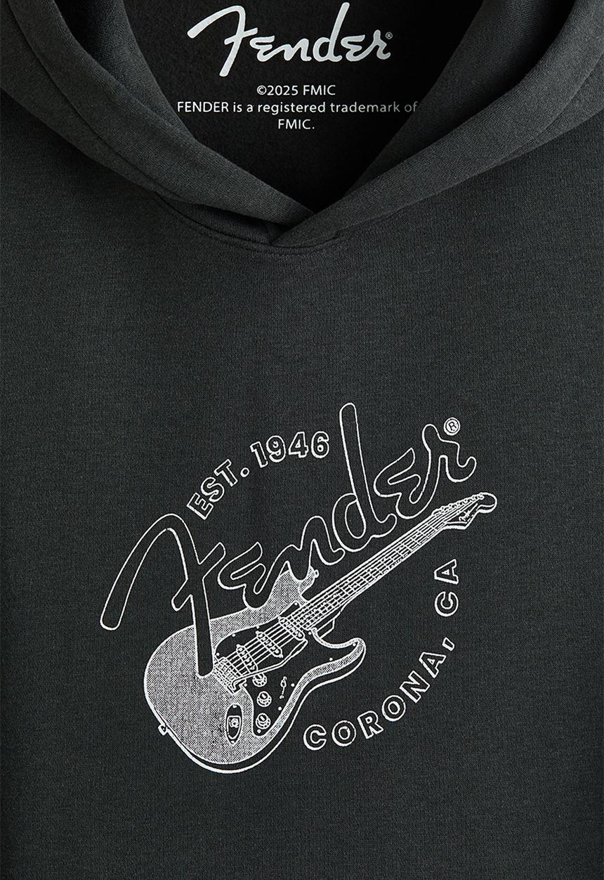 H&M - Loose fit printed hoodie - black/fender