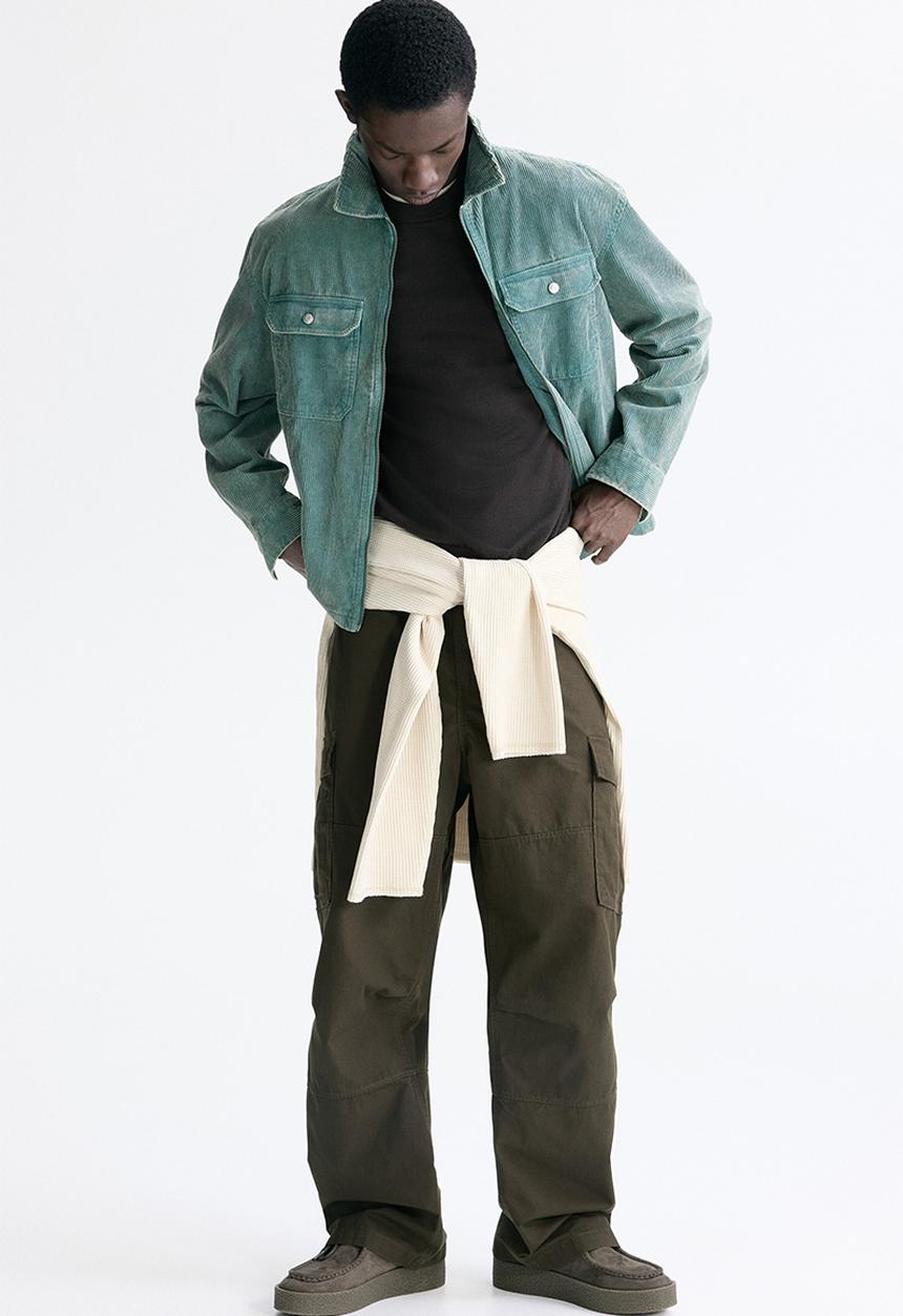 H&M - Corduroy overshirt - dusty green