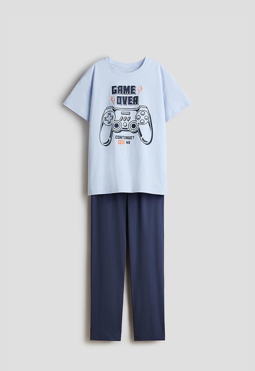 H&M - Printed cotton pyjamas - light blue/game controller