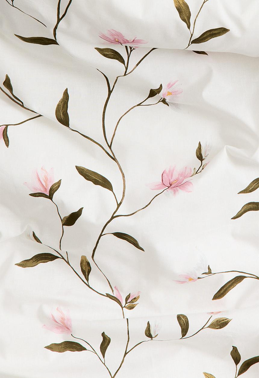 H&M - Cotton double/king duvet cover set - white/floral
