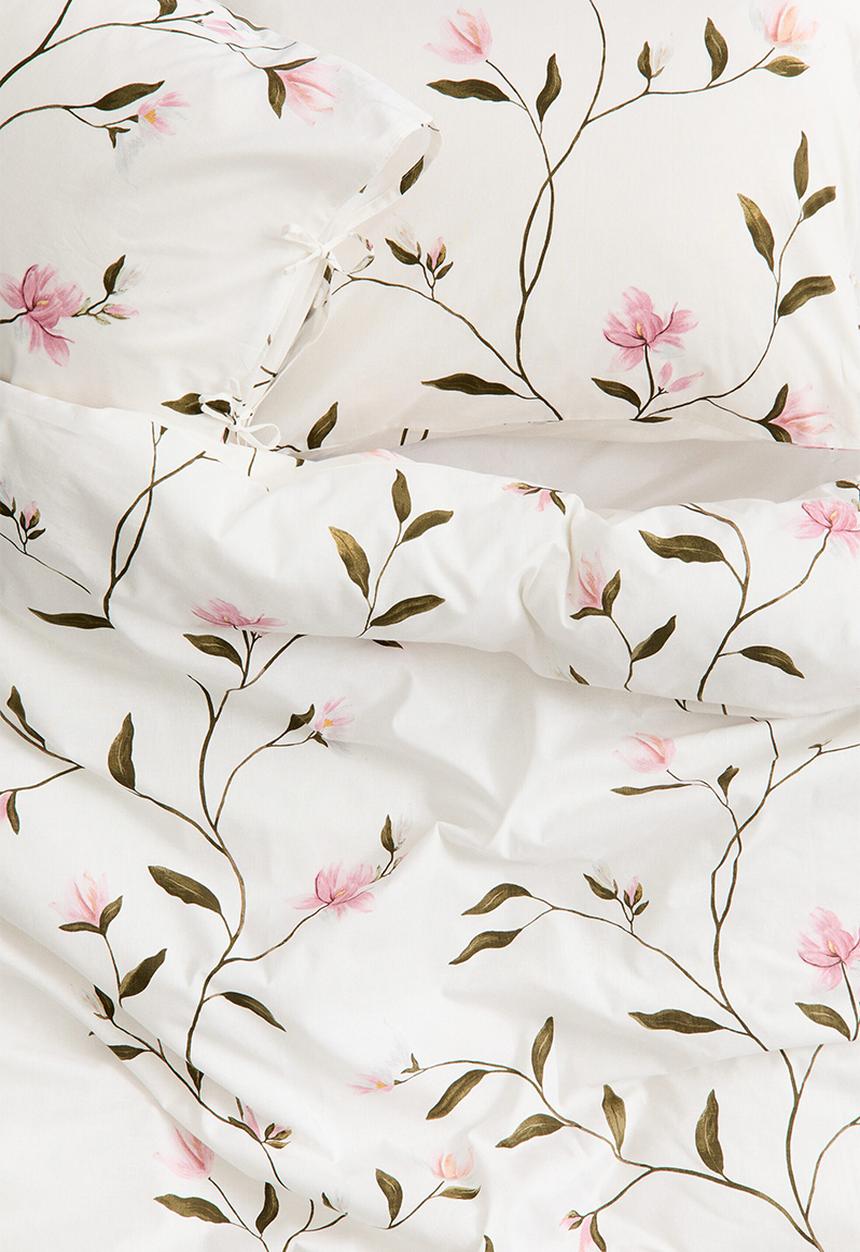 H&M - Cotton double/king duvet cover set - white/floral