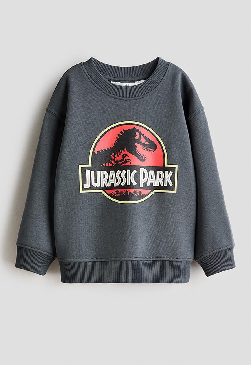 H&M - Printed sweatshirt - dark grey/jurassic world