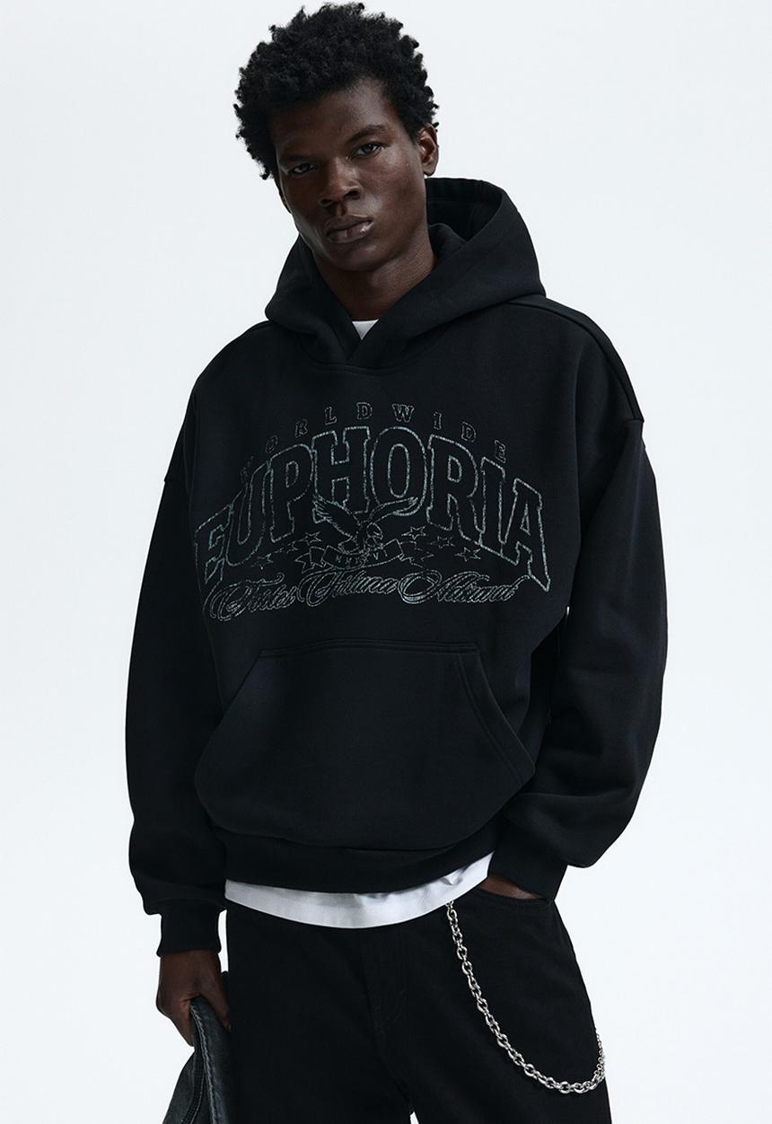 H&M - Loose fit hoodie - black/euphoria