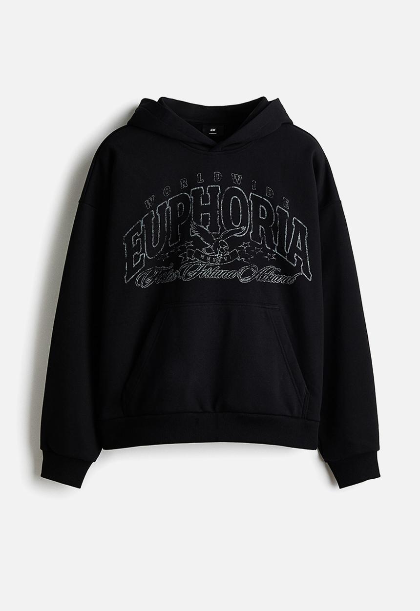 H&M - Loose fit hoodie - black/euphoria