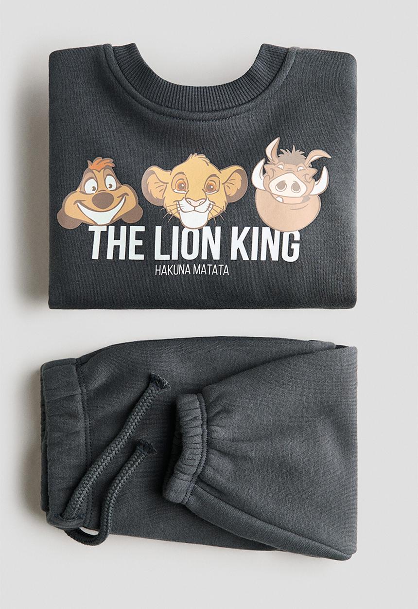 H&M - 2-Piece printed sweatshirt set - dark grey/the lion king