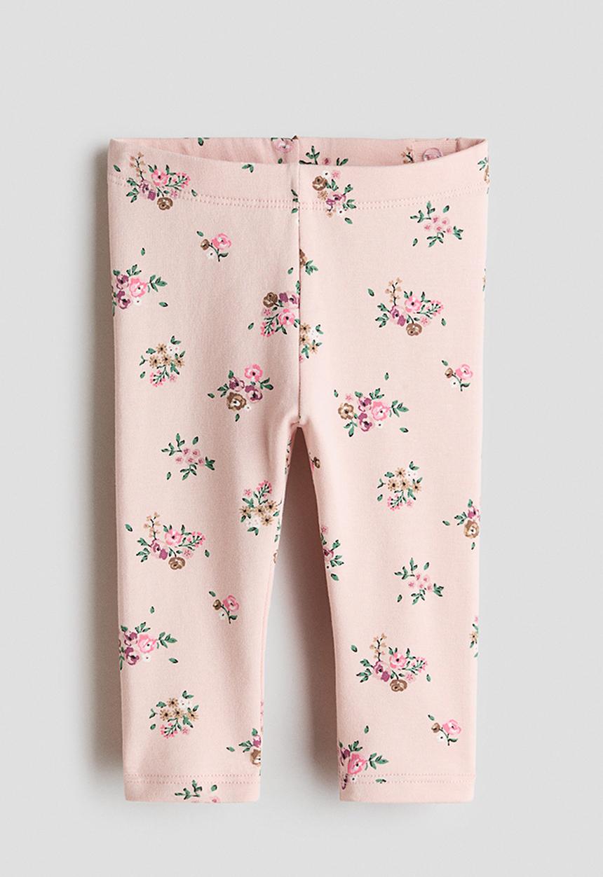 H&M - Brushed-inside leggings - light pink/floral