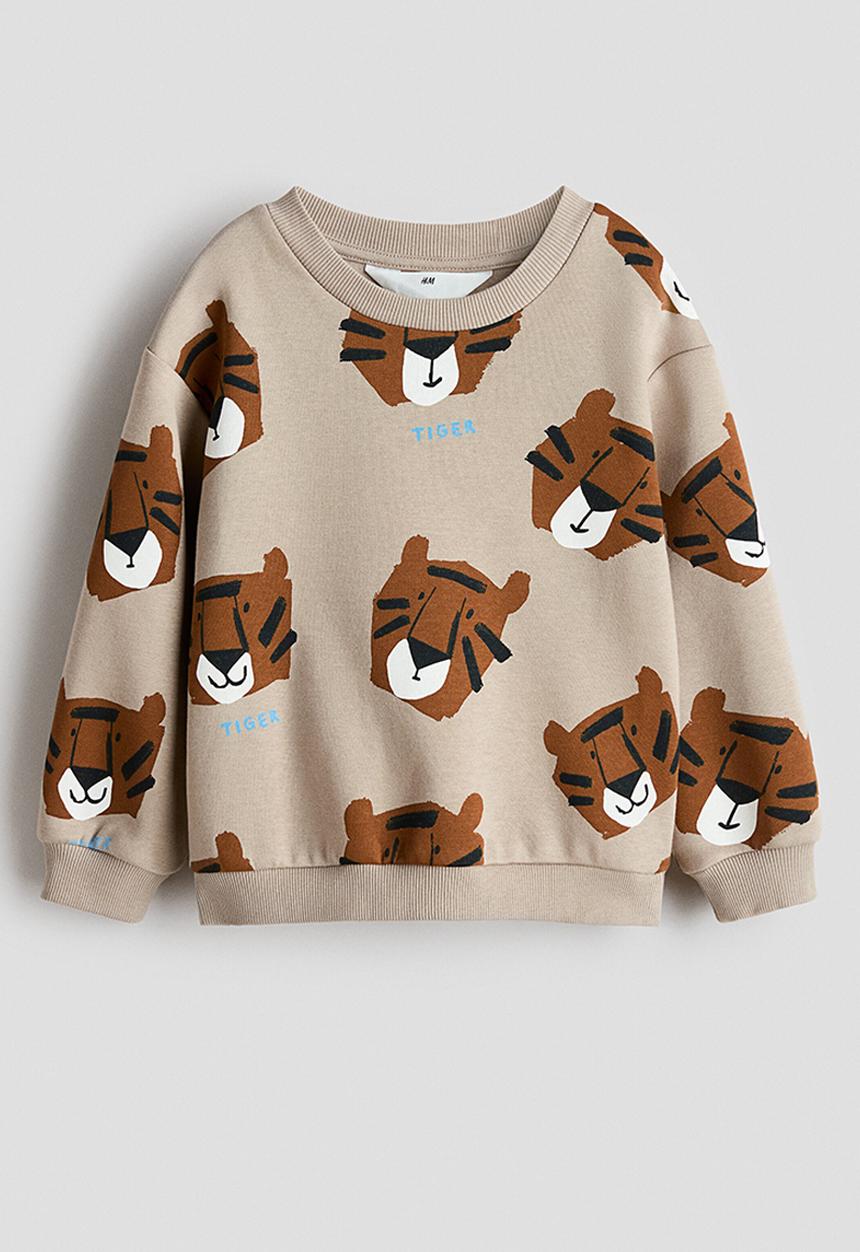 H&M - Printed sweatshirt - beige/tigers