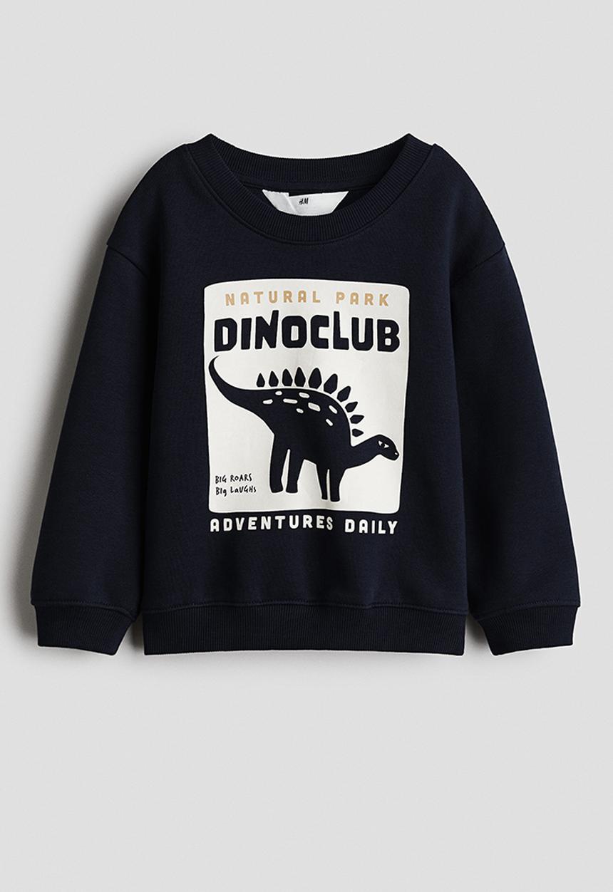 H&M - Printed sweatshirt - navy blue/dinosaur