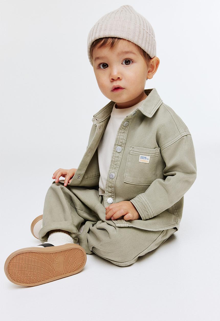 H&M - Cotton twill overshirt - light khaki green