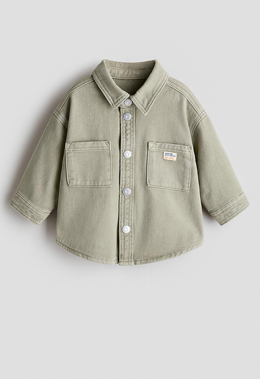 H&M - Cotton twill overshirt - light khaki green