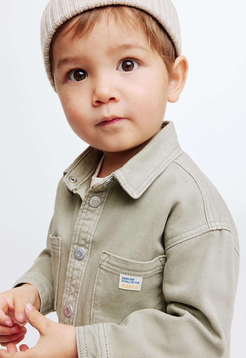 H&M - Cotton twill overshirt - light khaki green