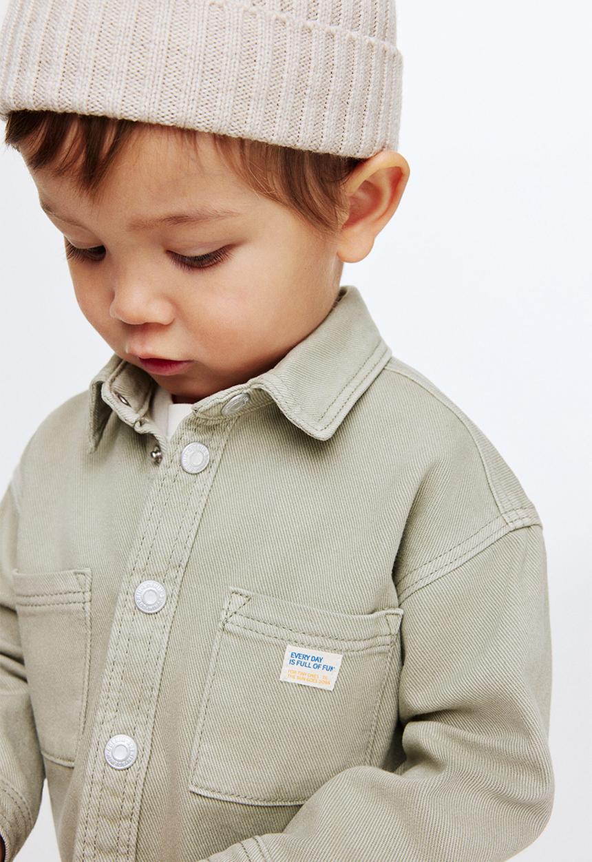 H&M - Cotton twill overshirt - light khaki green