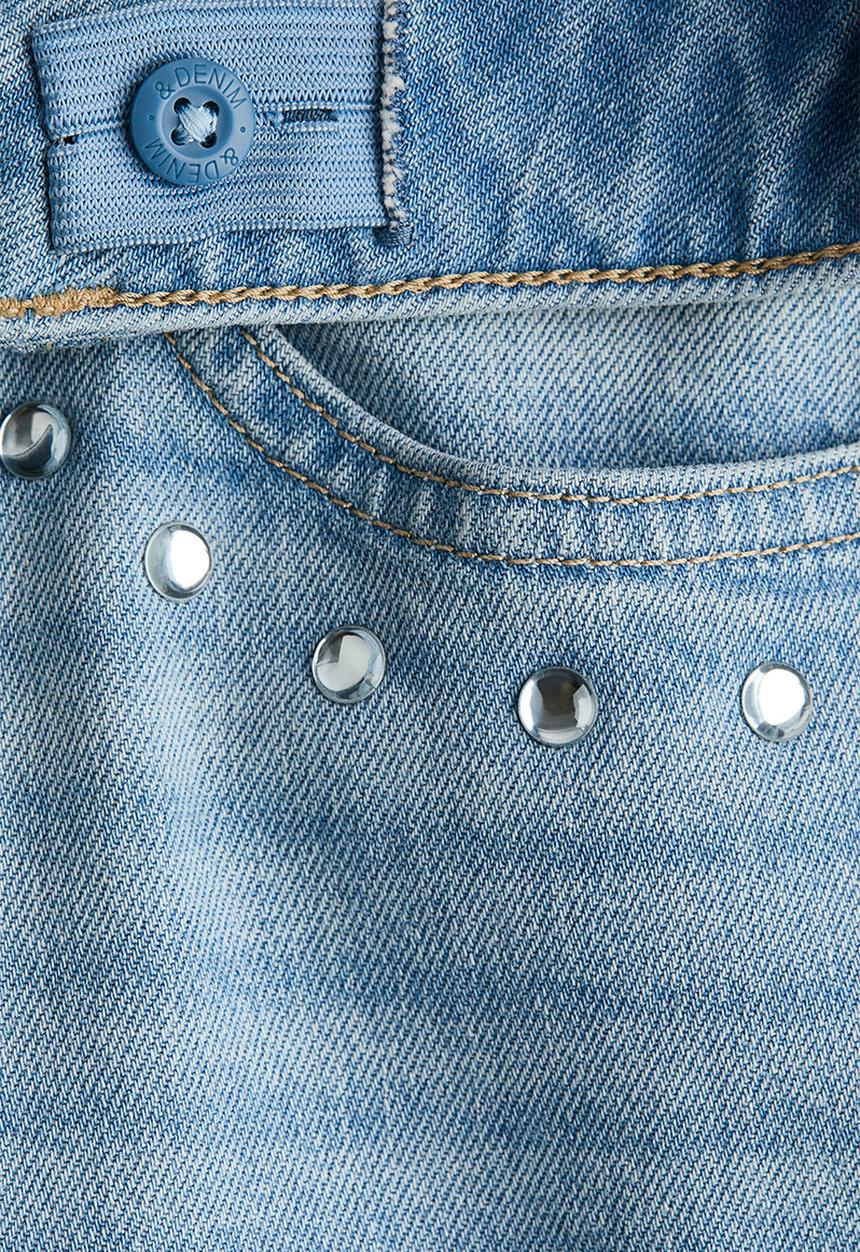 H&M - Studded wide leg low jeans - light denim blue/studs