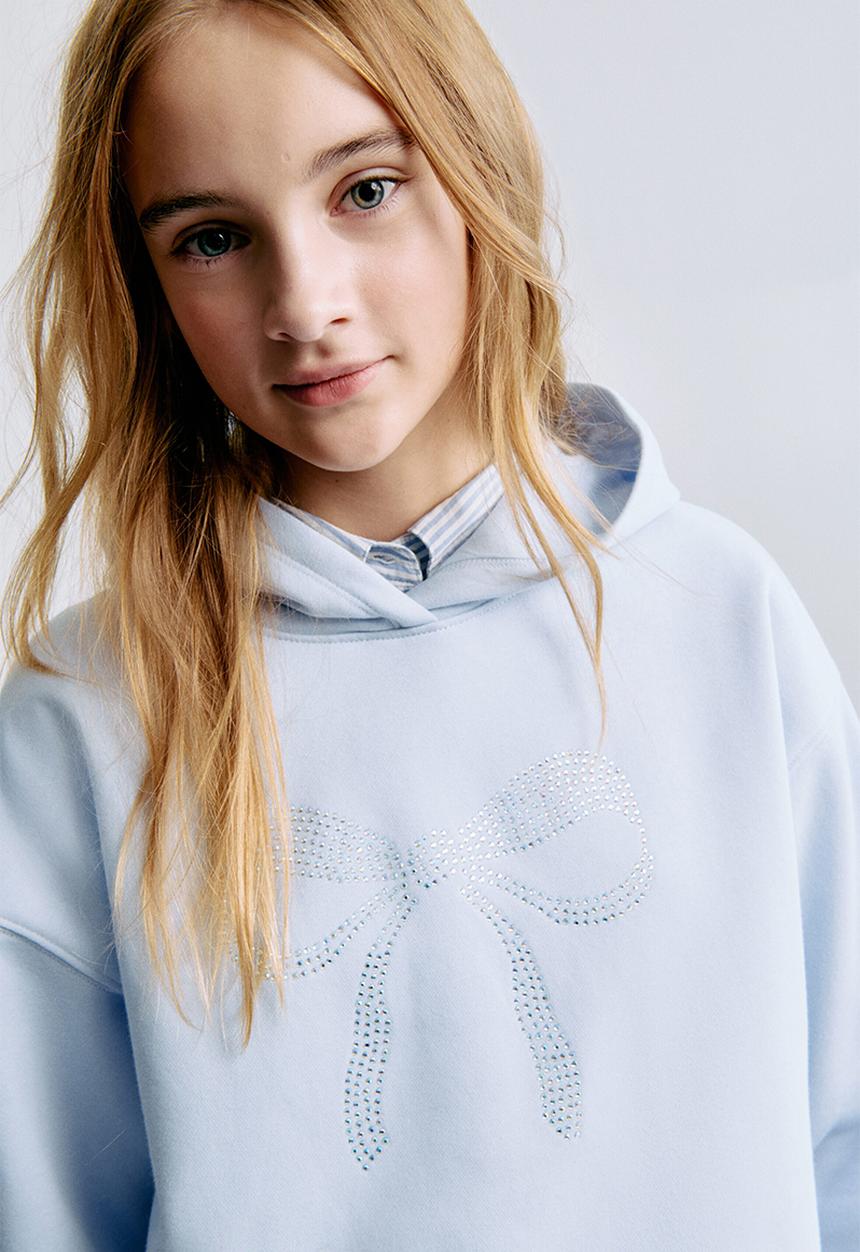 H&M - Oversized motif-detail hoodie - light blue/bow