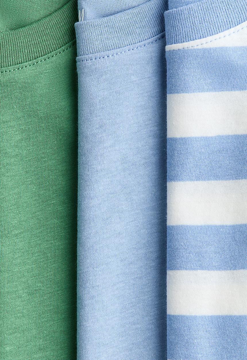 H&M - 3-Pack cotton T-shirts - light blue/green