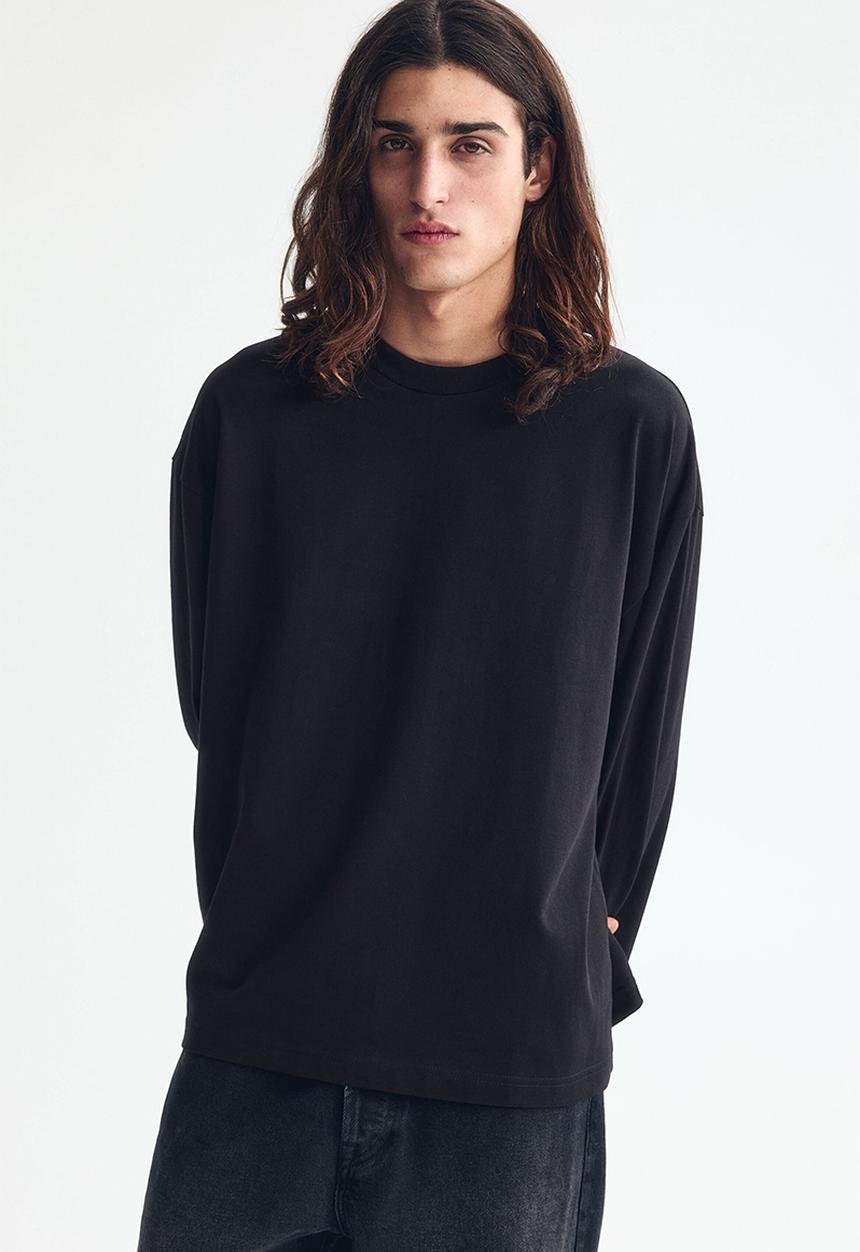 H&M - Oversized fit long-sleeved jersey top - black