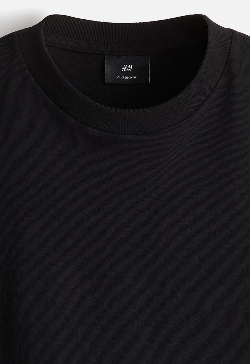 H&M - Oversized fit long-sleeved jersey top - black