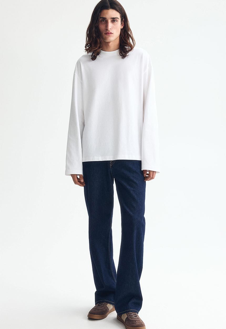 H&M - Oversized fit long-sleeved jersey top - white