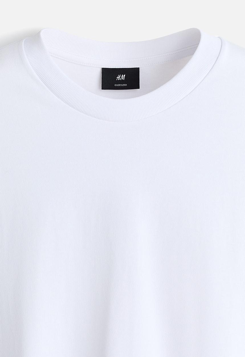 H&M - Oversized fit long-sleeved jersey top - white