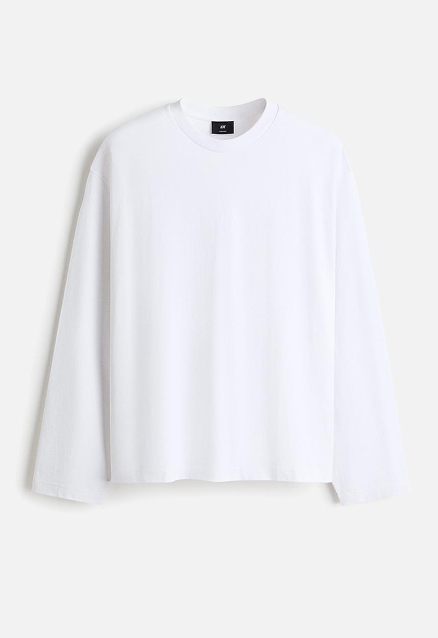 H&M - Oversized fit long-sleeved jersey top - white