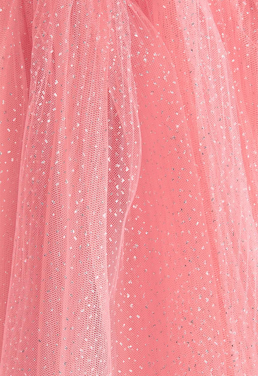 H&M - Glittery tulle skirt - coral pink/glittery