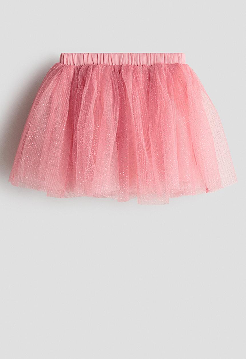 H&M - Glittery tulle skirt - coral pink/glittery