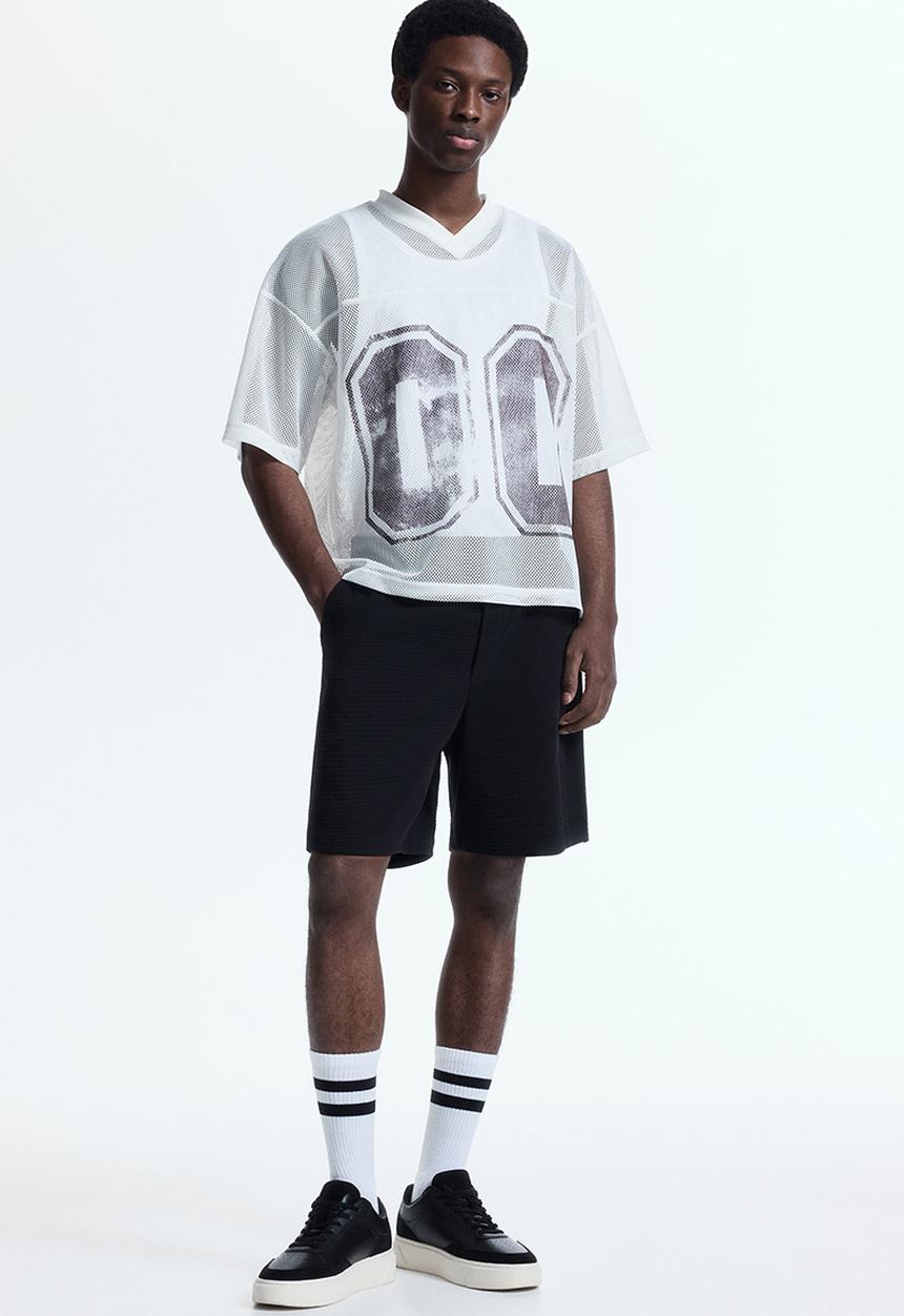 Textured jersey shorts - black - 1321909001