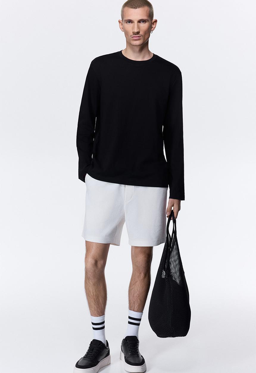 H&M - Textured jersey shorts - white