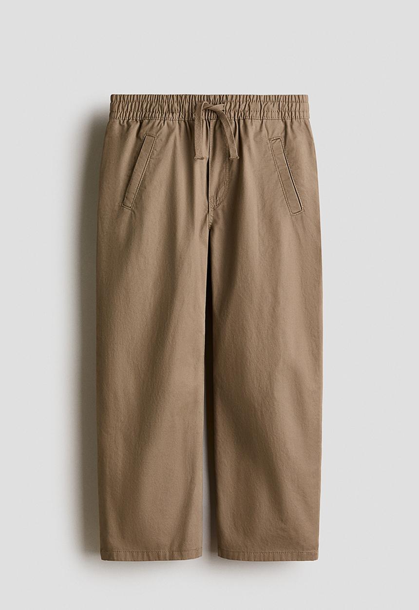 H&M - Loose-fit cotton twill joggers - khaki beige