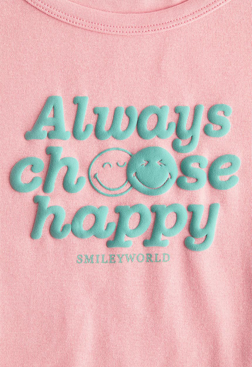 H&M - Print-motif cotton jersey top - pink/smileyworld?