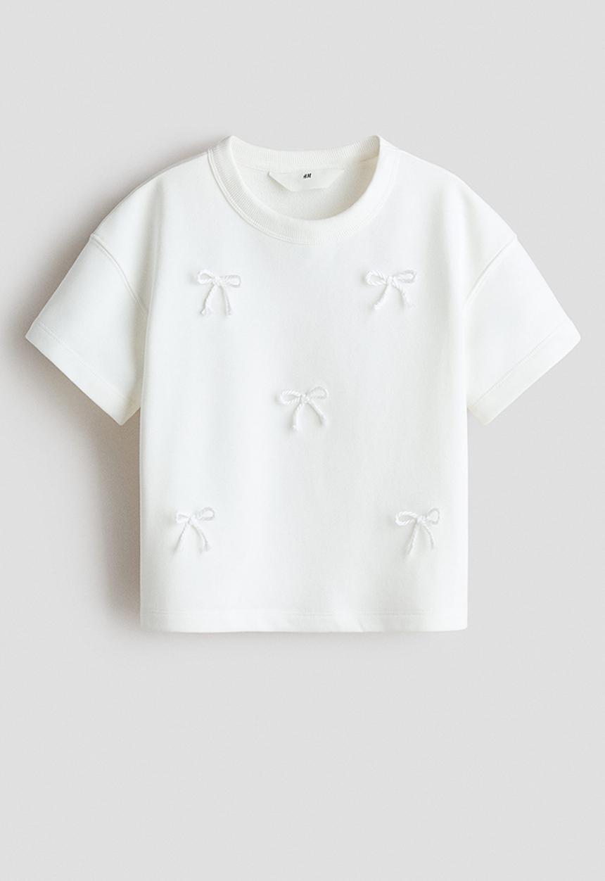 H&M - Motif-detail T-shirt - white/bows