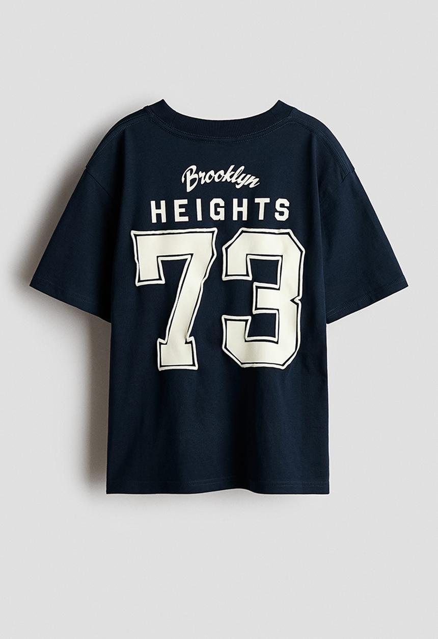 H&M - Loose-fit printed t-shirt - navy blue/brooklyn