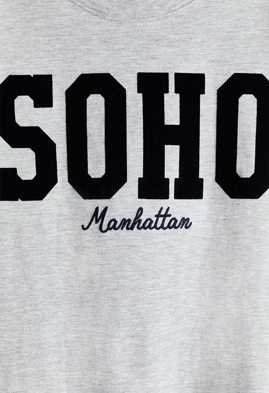 H&M - Loose-fit printed T-shirt - light grey/soho