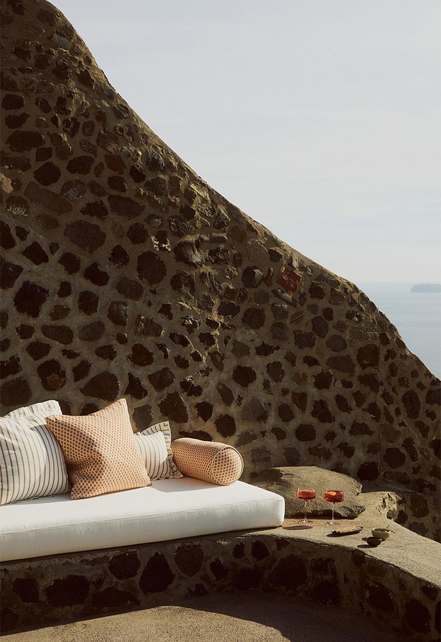 H&M - Outdoor cushion cover - orange/patterned