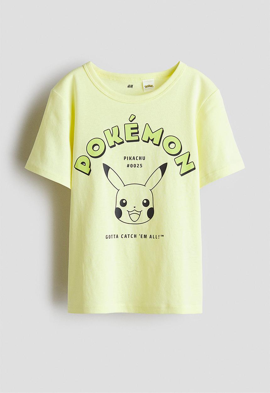 H&M - Printed cotton T-shirt - yellow/pokemon