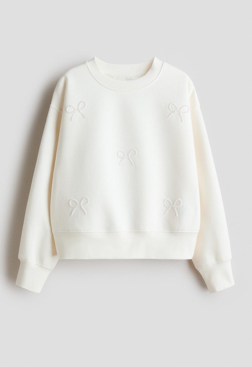 H&M - Motif-detail sweatshirt - white/bows