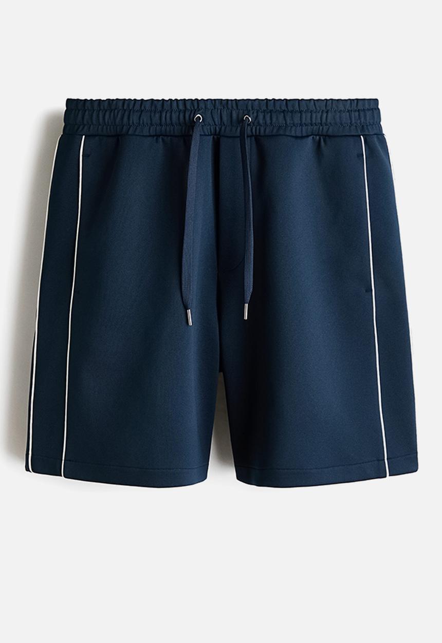H&M - Relaxed fit shorts - dark blue/white