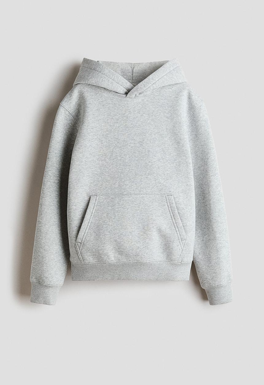 H&M - Brushed-inside hoodie - light grey marl
