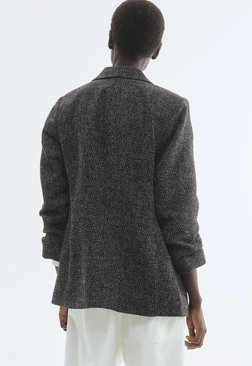 H&M - Gathered-sleeve blazer - black marl